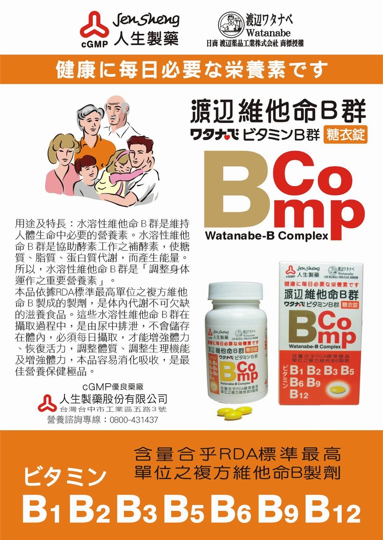 商品DM:渡邊維他命B群糖衣錠